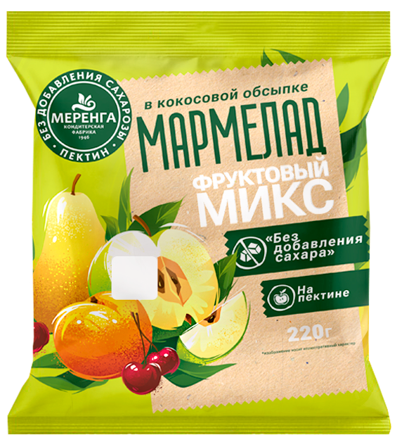  Меренга Мармелад без сахара в кокосовой обсыпке Фруктовый микс, 220г   в Заволжье